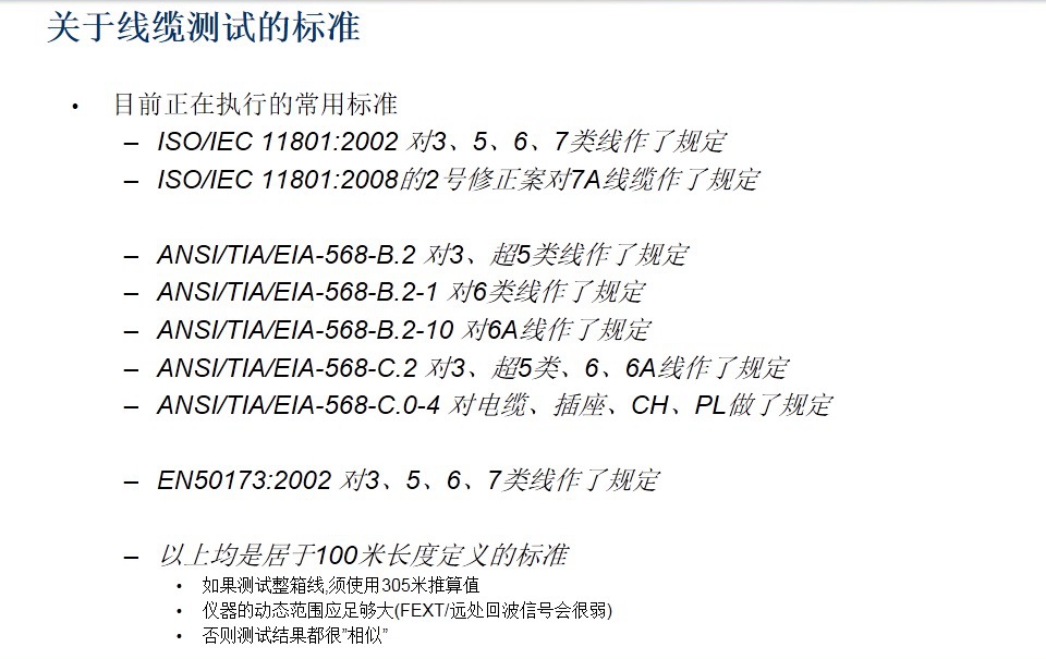 關(guān)于線纜測試的標準圖